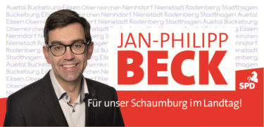 Porträt Jan Philipp Beck mit dem Text "Für unser Schaumburg im Landtag"